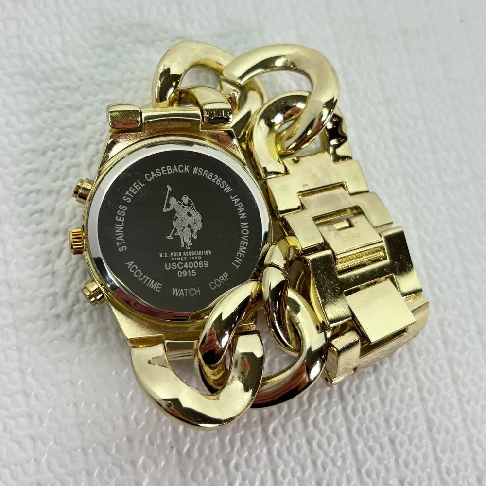 US Polo Association Gold Tone Watch Chunky‎ Chain Women's USC40069 Elegant